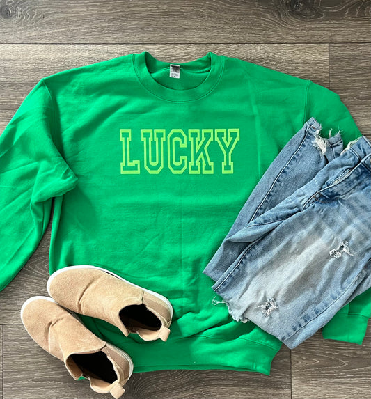LUCKY- St. Pattys Day Crewneck Long Sleeve Shirt